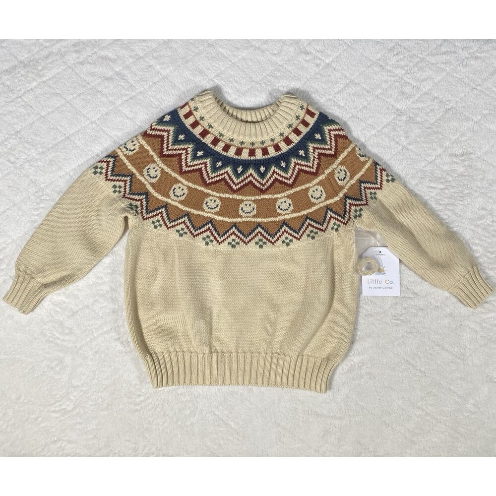 Little Co. Lauren Conrad Toddler Girls 2T Fair Isle Sweater Organic Cotton NWT